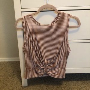 Cropped, sleeveless striped top